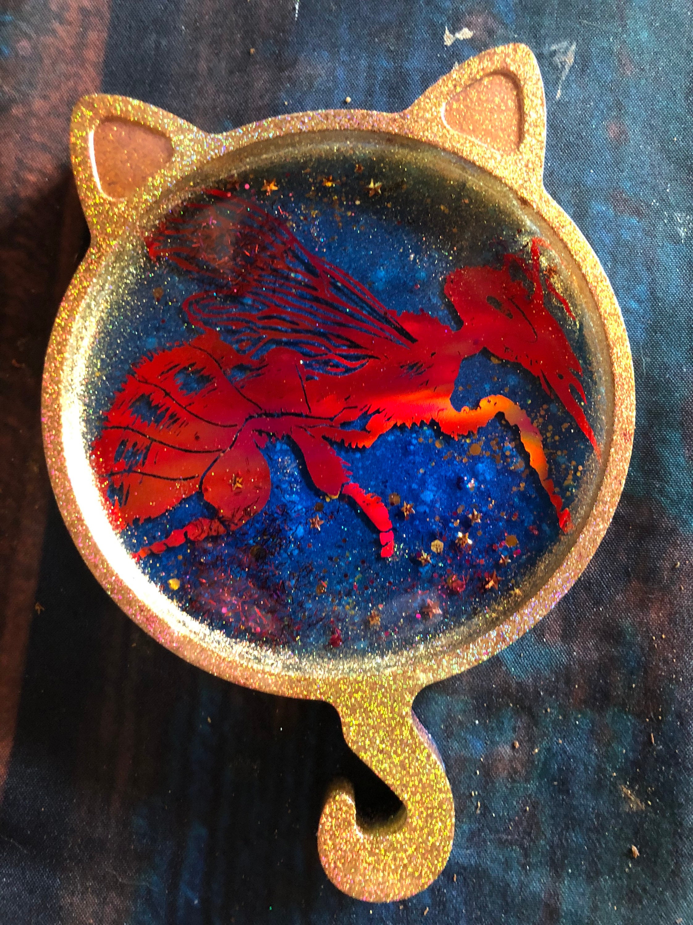 Vide Poche Chat en Résine Pièce Unique