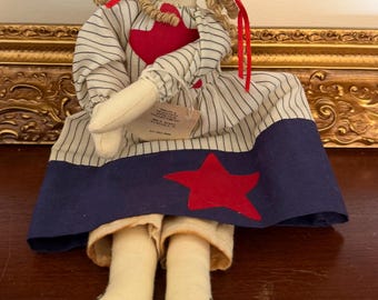 Primitive Americana Doll by Wood, Tin and Lace
