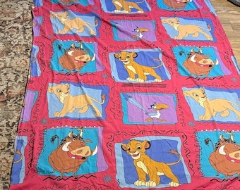 Sábana plana individual vintage de El Rey León de Disney – Hecha en EE. UU.