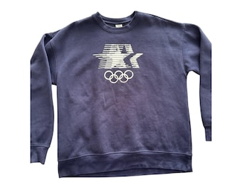 Vintage 1984 LA Olympische Spiele Rundhals-Sweatshirt Large Navy USA Heritage