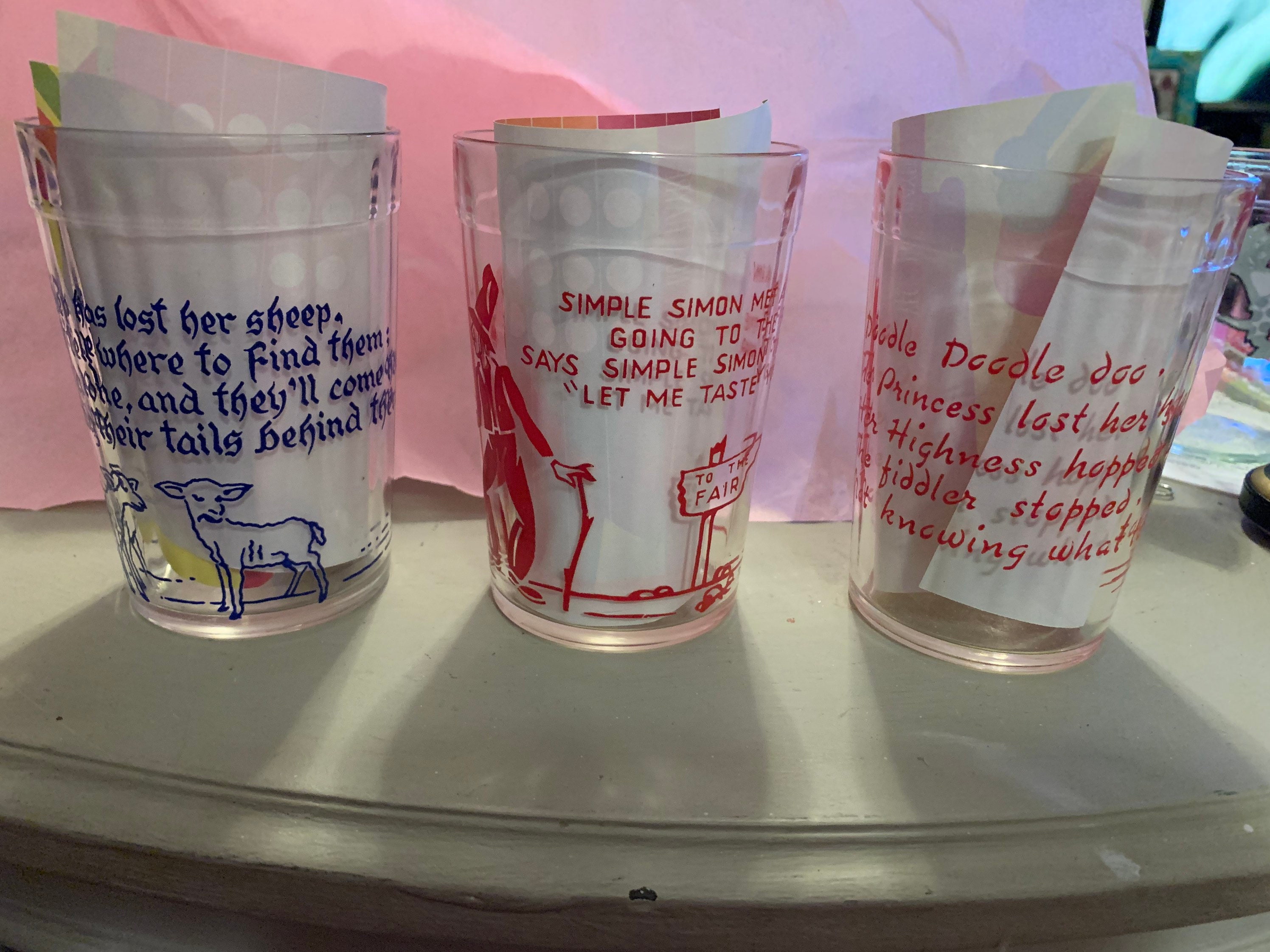 Vintage Nursery Rhyme Jelly Juice Glasses Etsy