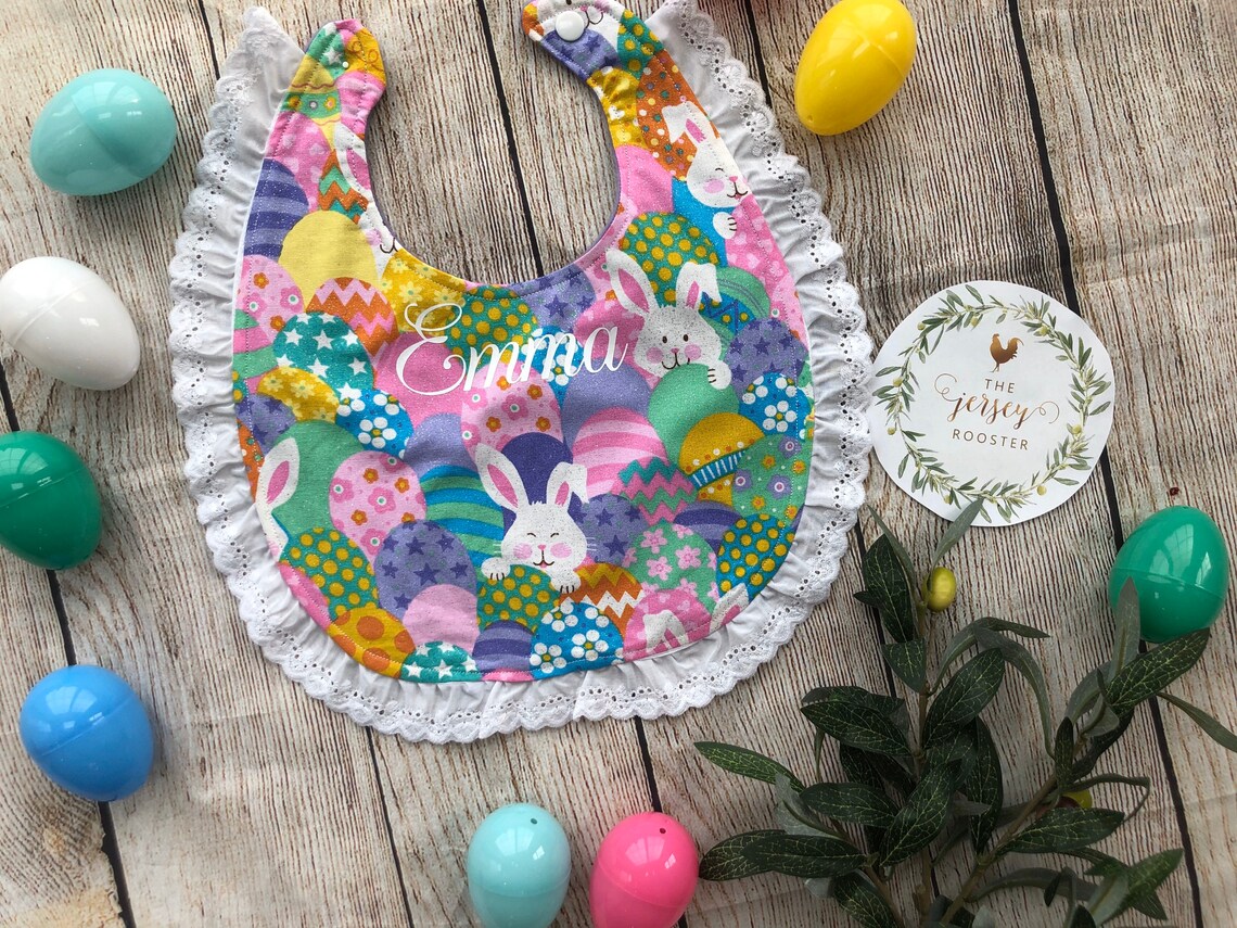 Easter Bib with Name Custom Easter Baby Bib Personalized Etsy