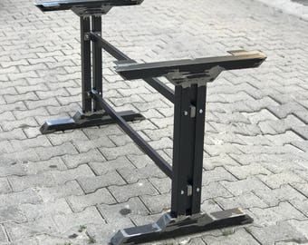 28"  Metal Table Legs w Extension Bars, Steel Base, Width 24", Height 26" - 30" - Set of 2
