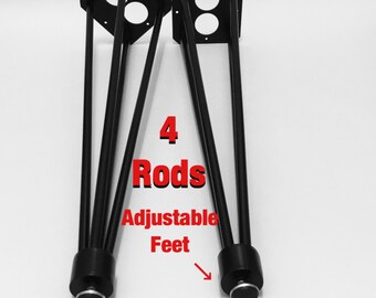 Set(4) 17" to 28" Four Rod Hairpin table legs, steel legs, coffee table leg
