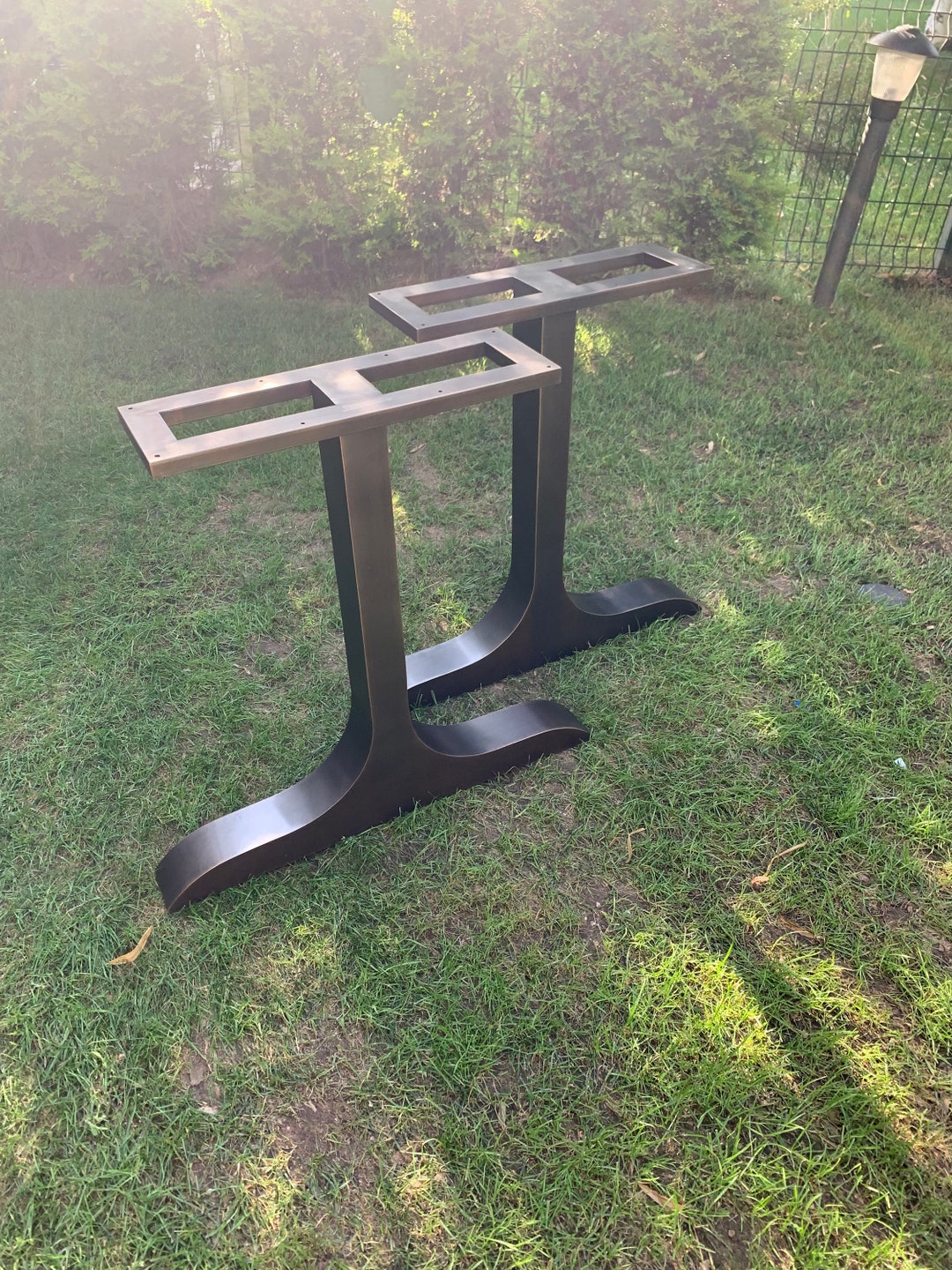 Set of 2 Metal Dining Table Legs, Table Base, Antique Bronze Legs