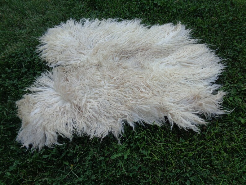 Organic Goatskin Rug,Soft Long Hair Durable Animal Leather,Silky Real Pelt Craft,Pet Bed For Cat3/' 4/'/' X 2/' 9/'/'Chair Cover,Country Home Rug
