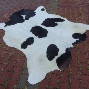 6.6x6.2Ft Black&White Cowskin Organic Calfskin Rug Real Hair On Hide Cottage Decor Tanned Animal Skin Carpet Cowhide Gift For Daddy Day p3