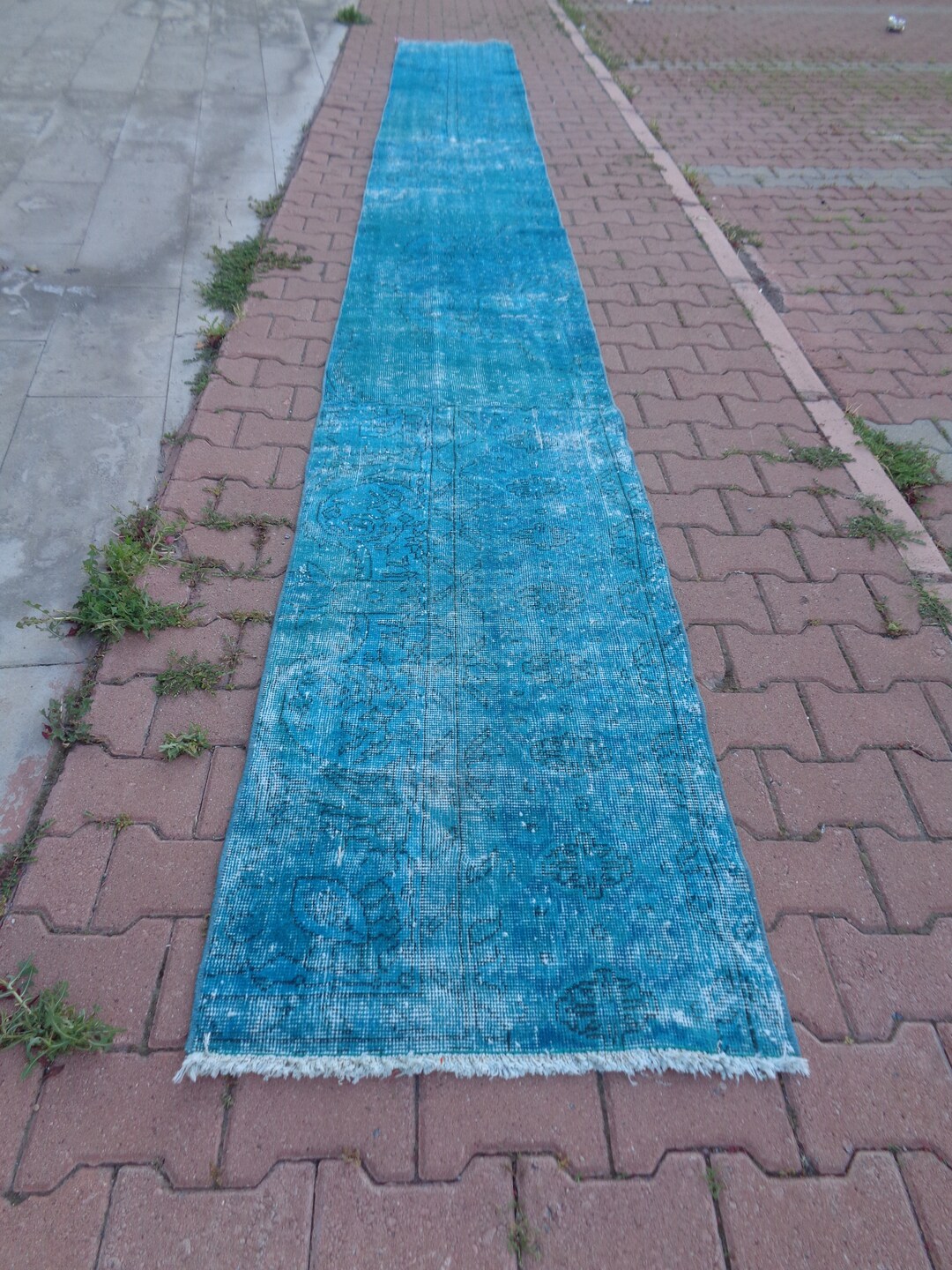 Blue Extra Long Runner, Low Pile Stairway Runner, Corridor Carpet ...