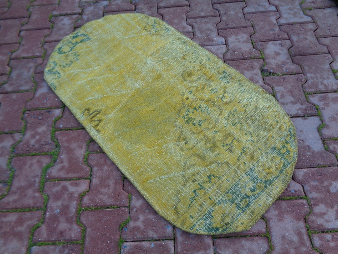 Oval Rug for Bedroom, Yellow Rug for Bathroom, Oval Rug for Kitchen