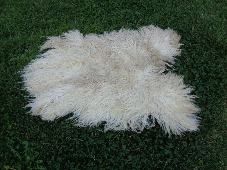 Organic Goatskin Rug,Soft Long Hair Durable Animal Leather,Silky Real Pelt Craft,Pet Bed For Cat3/' 4/'/' X 2/' 9/'/'Chair Cover,Country Home Rug
