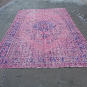 Oversized Pink Rug, Big Turkish Carpet, Hotel Lobby Rug, Low Pile Living Room Rug, Vintage Study Room Rug 10.8 x 7ft Boho Guest Room Rug 450