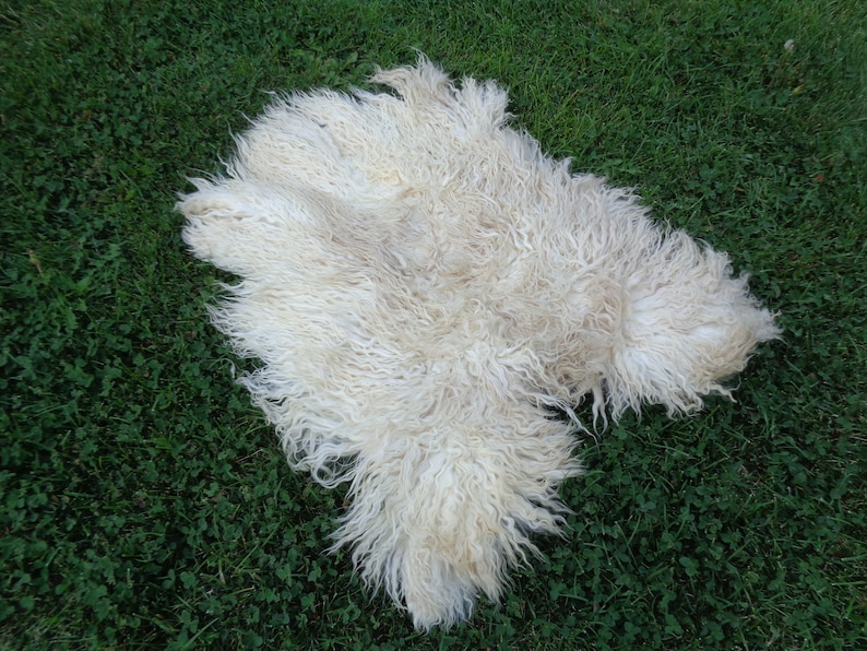 Organic Goatskin Rug,Soft Long Hair Durable Animal Leather,Silky Real Pelt Craft,Pet Bed For Cat3/' 4/'/' X 2/' 9/'/'Chair Cover,Country Home Rug