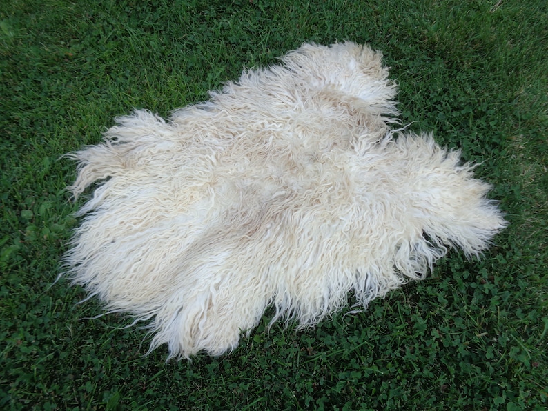 Organic Goatskin Rug,Soft Long Hair Durable Animal Leather,Silky Real Pelt Craft,Pet Bed For Cat3/' 4/'/' X 2/' 9/'/'Chair Cover,Country Home Rug