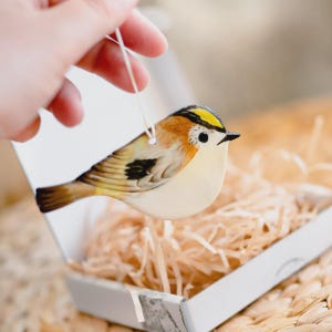 Handmade Porcelain gold crest & Baby and mummy Set , Christmas tree decorations - by Rebecca Fierek Studio Pottery