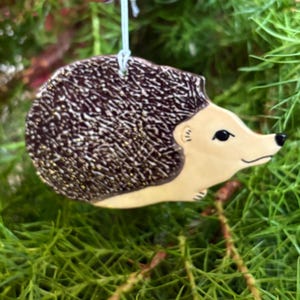 Adorable Porcelain Hanging Hedgehog: Handcrafted Ceramic Decoration for Home and Garden ,sweet valentines gift.