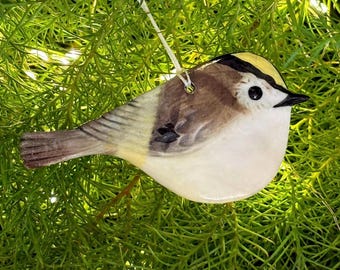 Handmade Porcelain Goldcrest Bird keepsake, small gift ,Christmas ornament - Fierek Studio Pottery