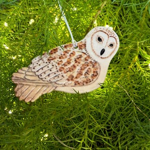 Handmade Porcelain Barn Owl Decoration: Ceramic Woodland Christmas Ornament