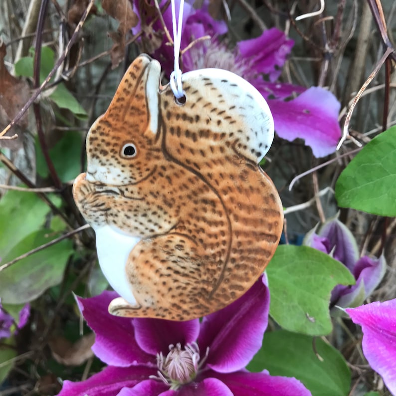 Red Squirrel Ceramic Christmas Decoration /Handmade Porcelain Gift/ Letterbox Gift/woodland creature/woodland animal image 5