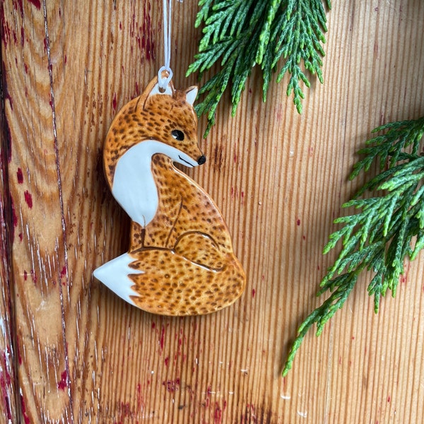 Ceramic Fox Decoration, Letterbox Gift,woodland animal,woodland creature