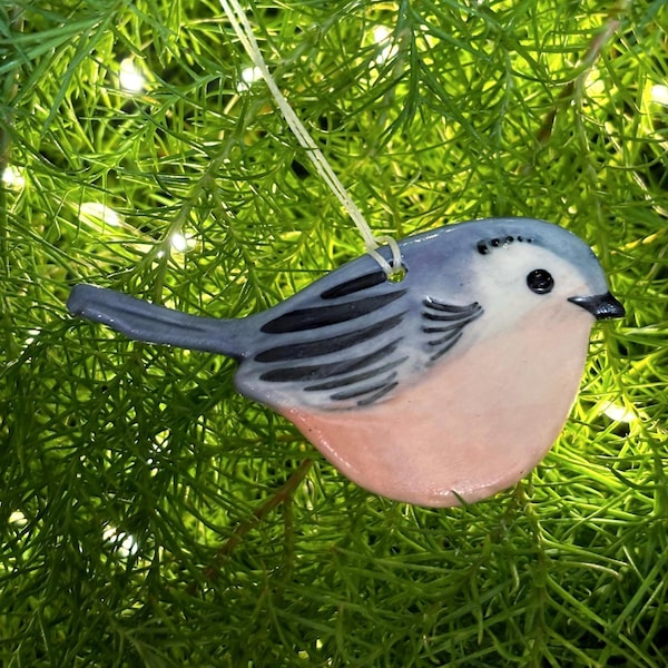 Long Tailed Tit Christmas tree decorations by Rebecca Fierek