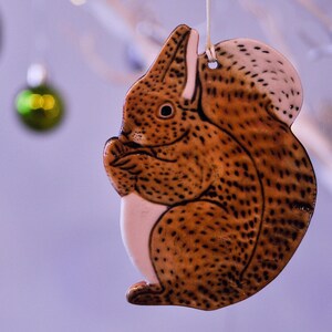 Red Squirrel Ceramic Christmas Decoration /Handmade Porcelain Gift/ Letterbox Gift/woodland creature/woodland animal image 4