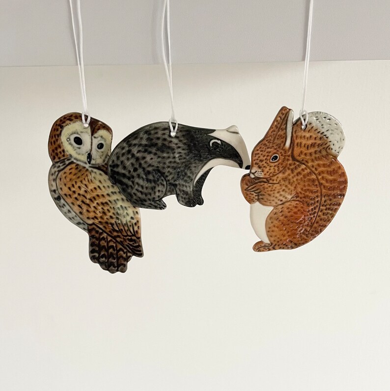 Ceramic Woodland Animal Bundle. Gift Hanging Decoration. Etsy