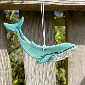 Handmade Ceramic Whale Hanging Decorations, mothers day,Christmas gift. ocean animals, sea creatures, under the sea.
