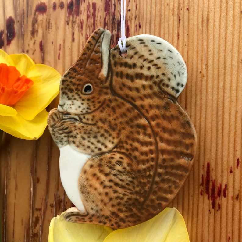 Red Squirrel Ceramic Christmas Decoration /Handmade Porcelain Gift/ Letterbox Gift/woodland creature/woodland animal image 6