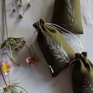 Linen bag, aroma bag for lavender, nature inspired gift pouch, bulk bag image 2