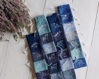 20/25 pcs small linen aroma bag, blue summer decor, linen bags, bulk bag