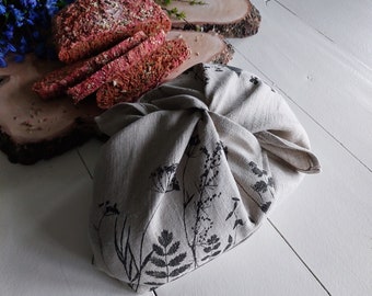 Linen knot bag, cloth bread bag, kitchen textiles, hostess gift