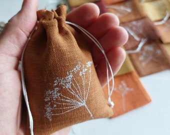 20 petits sachets d'arômes de lin, décoration d'automne, mariage d'automne, sac en vrac