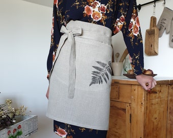 Nature inspired linen half apron