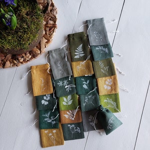 20 pcs small linen bag, green decor, empty arom bags, bulk bag image 9