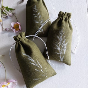 Sac en lin, sac aromatique pour lavande, pochette cadeau inspirée de la nature, sac en vrac image 1