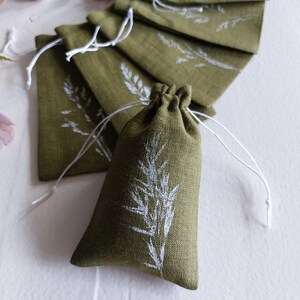 Sac en lin, sac aromatique pour lavande, pochette cadeau inspirée de la nature, sac en vrac image 4