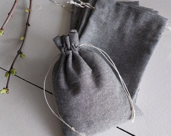 20 empty cotton bag, 5x7, gray favor pouch, bulk bag, upcycled