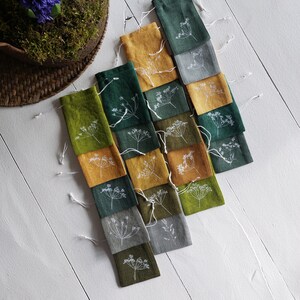 20 pcs small linen bag, green decor, empty arom bags, bulk bag image 8