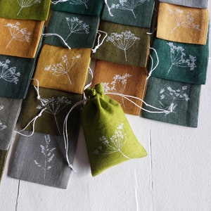 20 pcs small linen bag, green decor, empty arom bags, bulk bag image 4