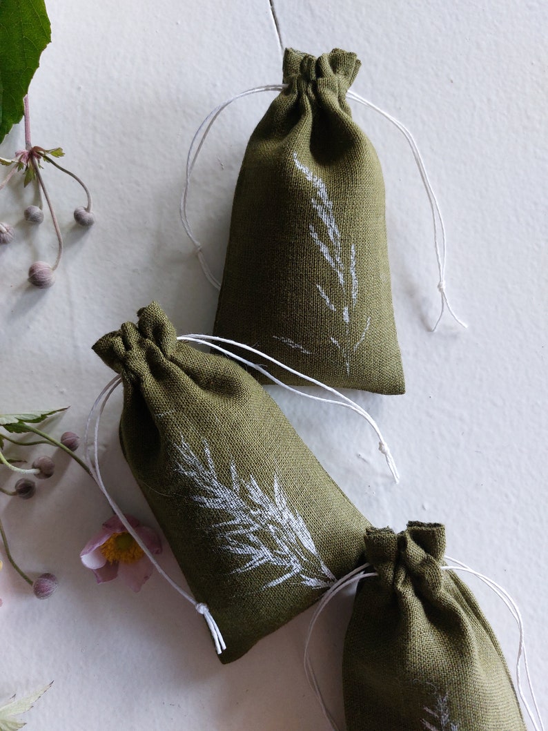 Linen bag, aroma bag for lavender, nature inspired gift pouch, bulk bag image 6