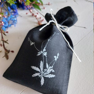 Black favor bag set, linen aroma sachet, 5x7 image 9