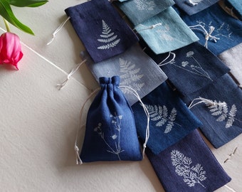 20 pcs small linen aroma sachets, blue summer decor, linen bags, bulk bag