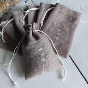 Sachet en lin : sac lavande vide, beige et blanc