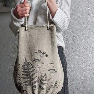 Leinentasche, Sommertasche, botanisches Muster Bild 4