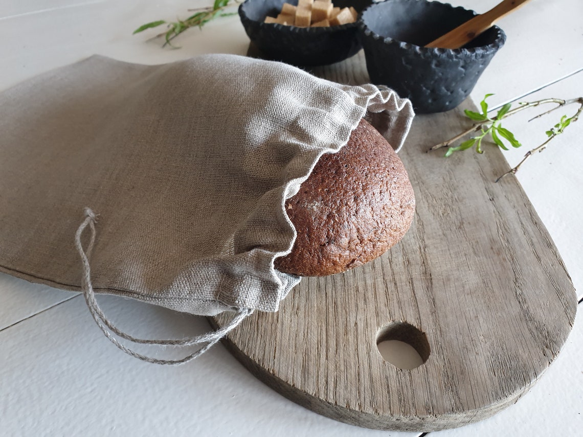 Linen bread keeper bag kitchen storage bag reusable cloth Etsy