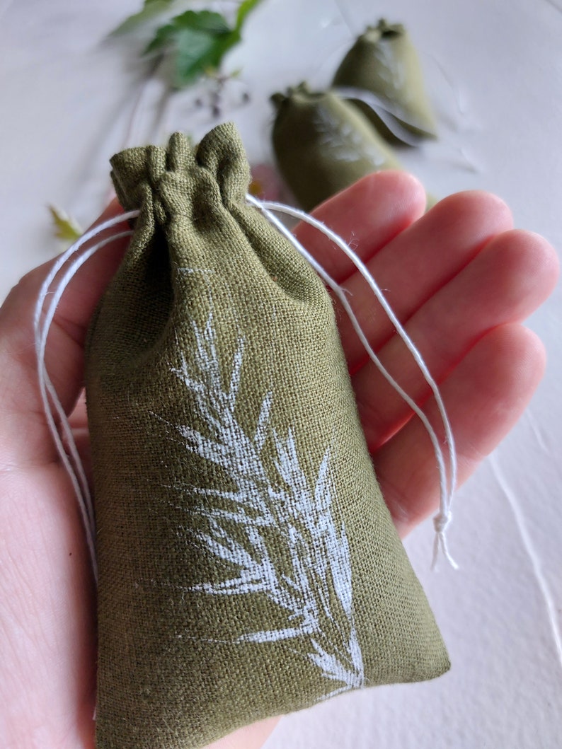 Linen bag, aroma bag for lavender, nature inspired gift pouch, bulk bag image 7
