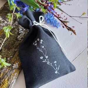 Black favor bag set, linen aroma sachet, 5x7 image 2