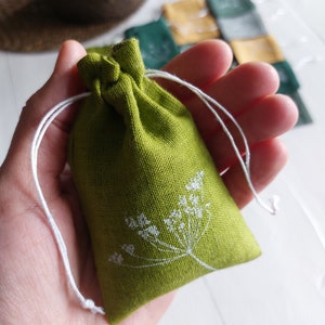 20 pcs small linen bag, green decor, empty arom bags, bulk bag image 5