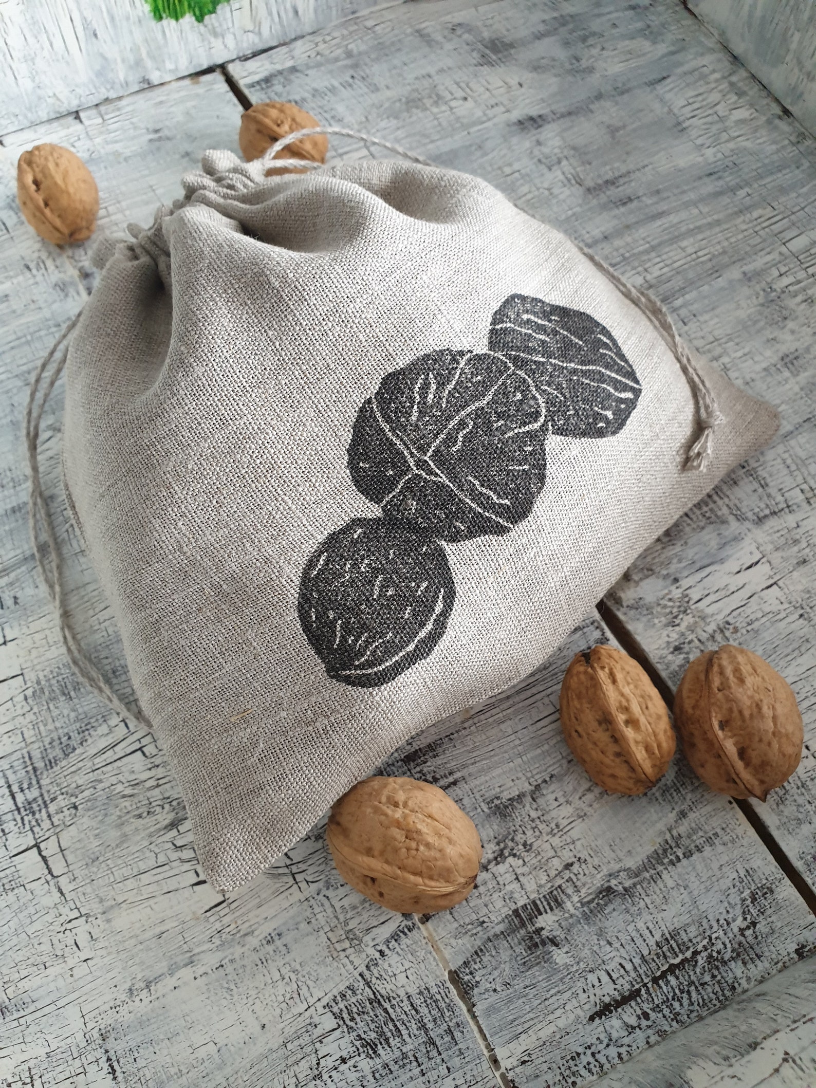 Nut Bag 8x8 Pure Linen Fabric Bag Drawstring Pouch Etsy
