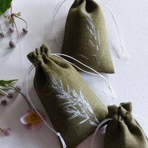 Sac en lin, sac aromatique pour lavande, pochette cadeau inspirée de la nature, sac en vrac image 3